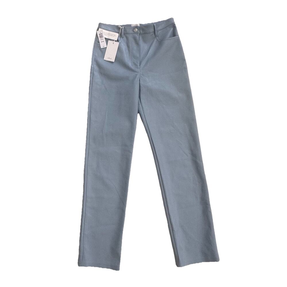 New Wilfred Aritzia Melina Dune Blue Vegan Leather Pants Sz 6 $148 NWT